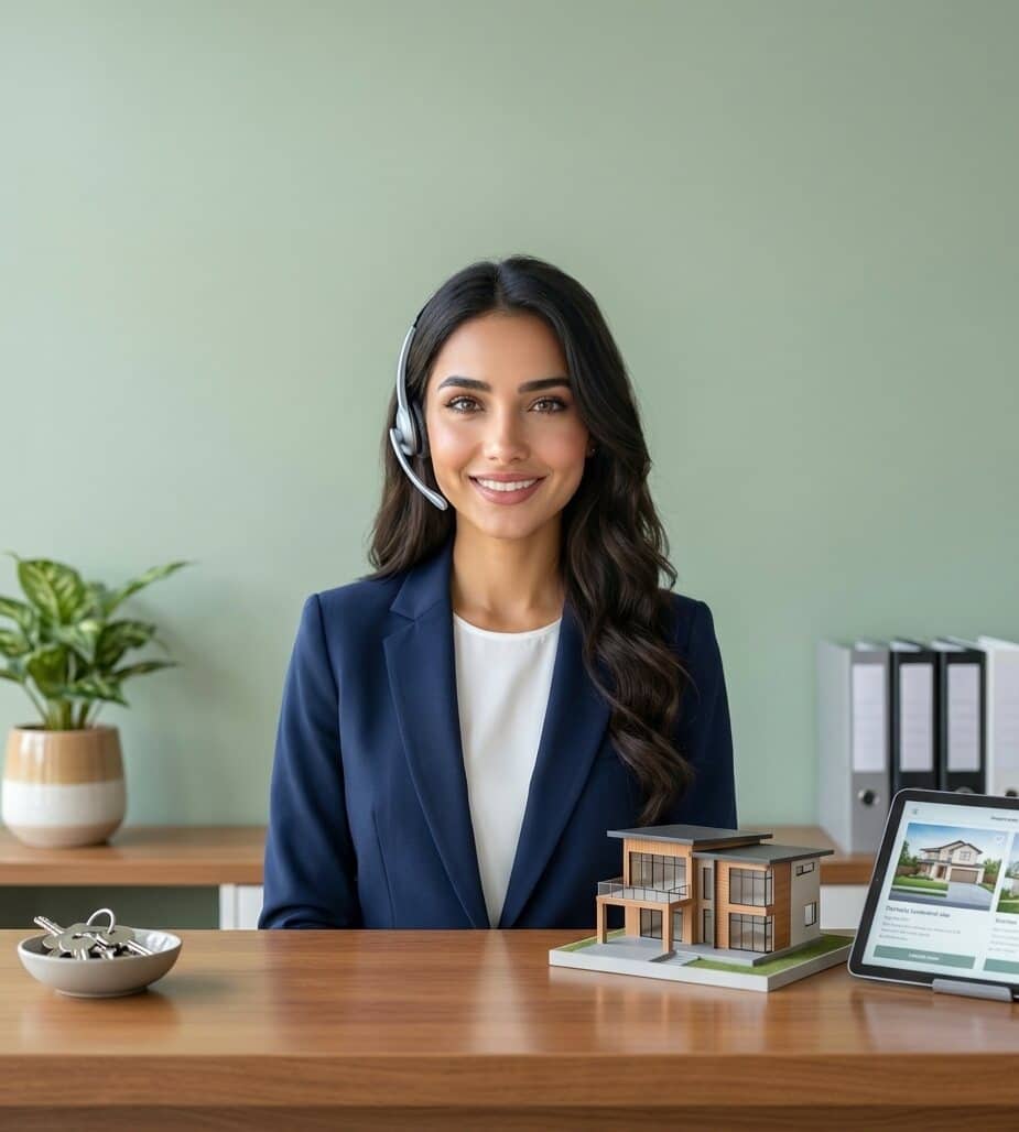 Maria at the desk, working a real estate file